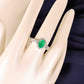 18K White Gold Natural Columbian Emerald Oval Diamond Ring