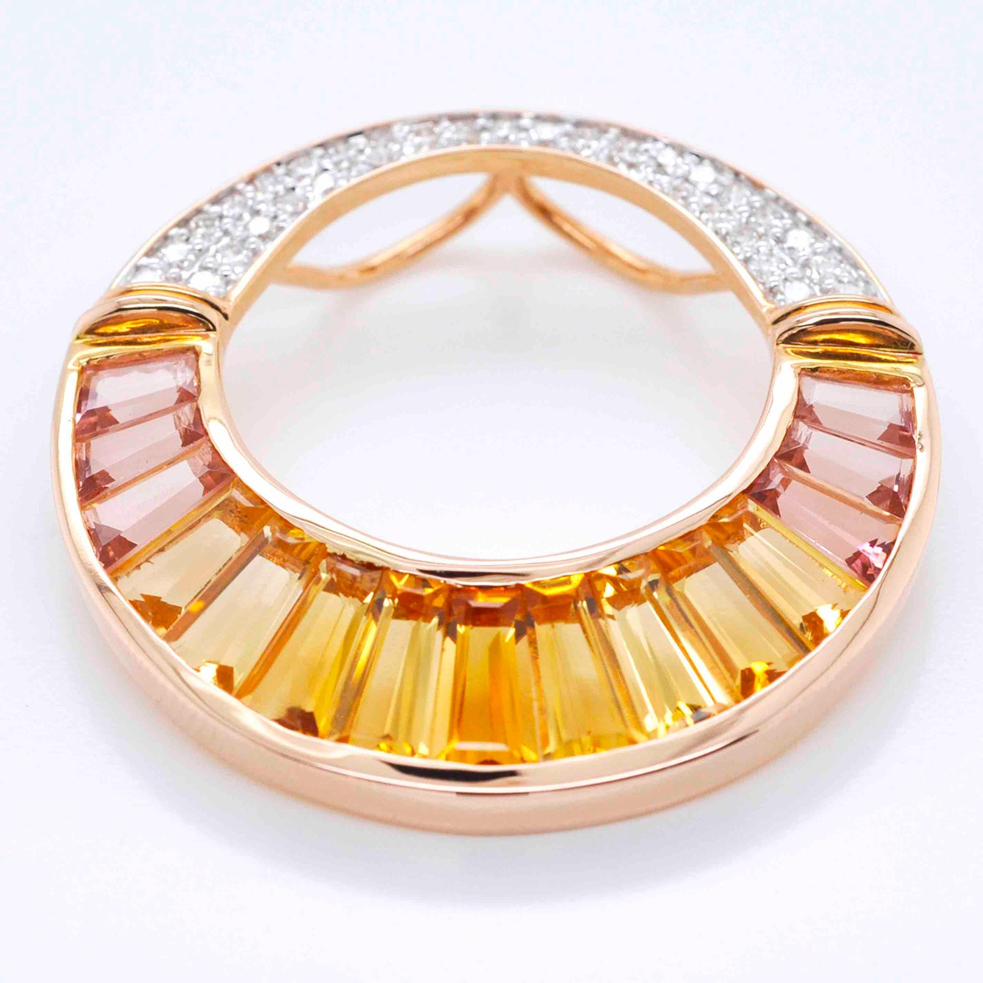 18k gold Citrine pink tourmaline diamond Cleopatra pendant 