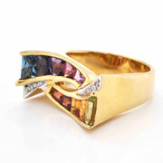 Styling multicolor ring with diamonds
