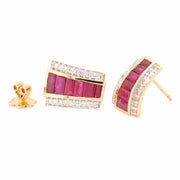 18K Gold Ruby Art Deco Pyramid Diamond Set - Vaibhav Dhadda Jewelry