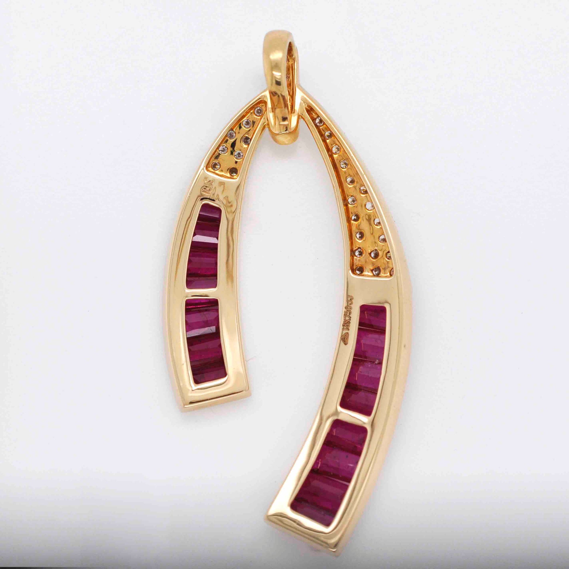 18k Gold Ruby Horseshoe Diamond Pendant Necklace - Vaibhav Dhadda Jewelry