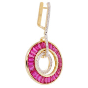 Circle Ruby Dangle Earrings