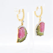 Hand-Carved Watermelon Tourmaline Earrings