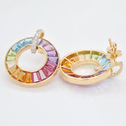 Circle Rainbow Diamond Earrings