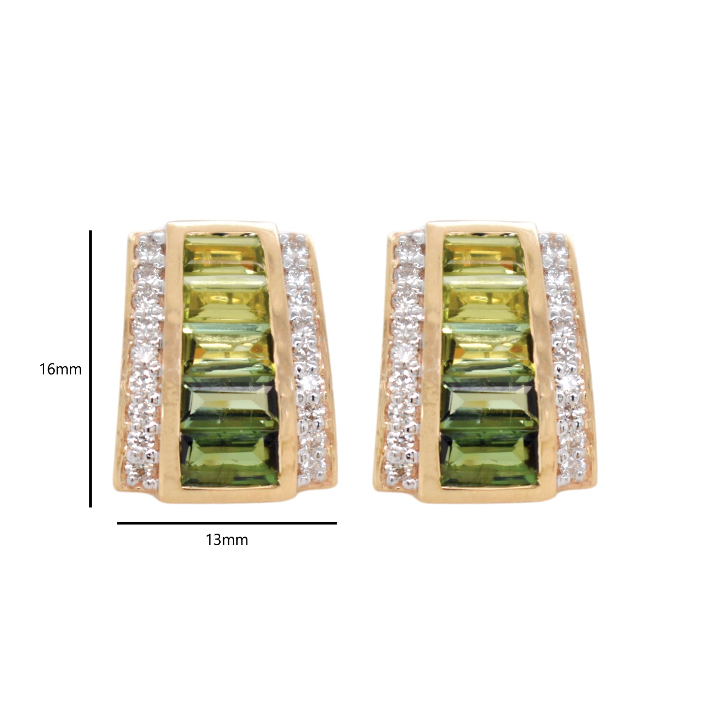 Pyramid Peridot Green Tourmaline Earrings