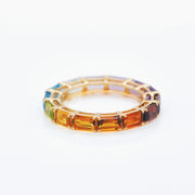 Rainbow Multi Gemstone Eternity Band Ring