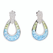 Doorknocker Blue Topaz Peridot Earrings