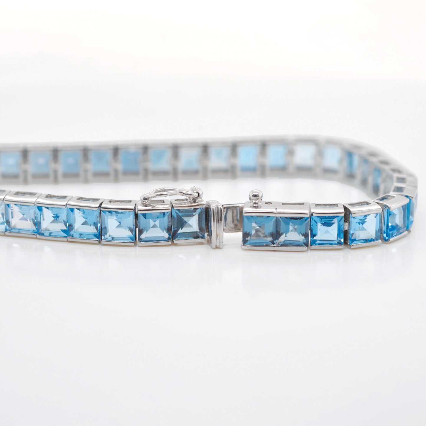 Tennis Bracelet - Blue Topaz Square Edition