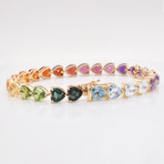 Rainbow Tennis Heart Bracelet