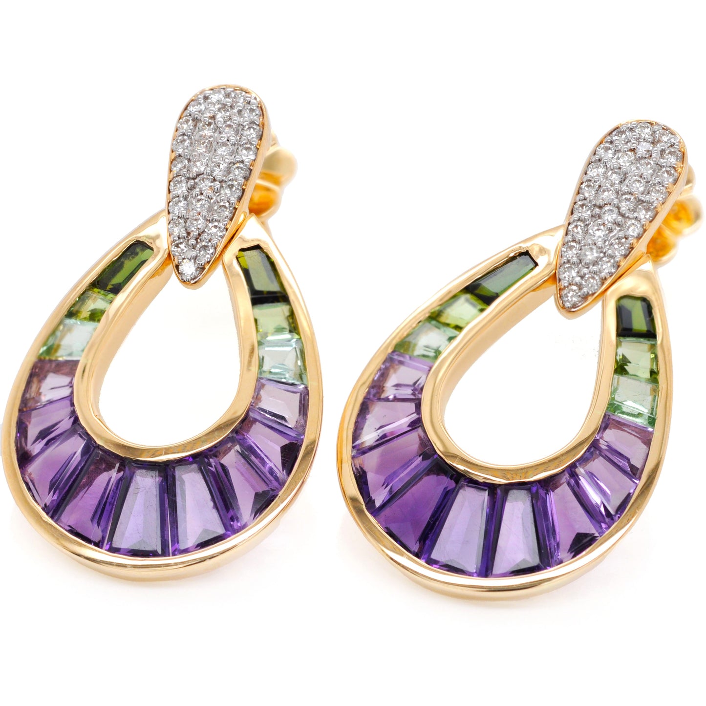 Doorknocker Amethyst Green Tourmaline Earring