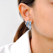 Blue Topaz & Diamond Drift Hoop Earrings
