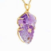 Hand-Carved Amethyst Parrot Pendant