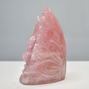 2.27 Kg Rose Quartz Ganesha Idol Lotus Shape Sculpture Figurine