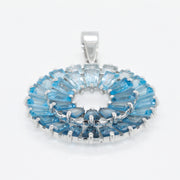 Circle Blue Topaz Double Layer Pendant