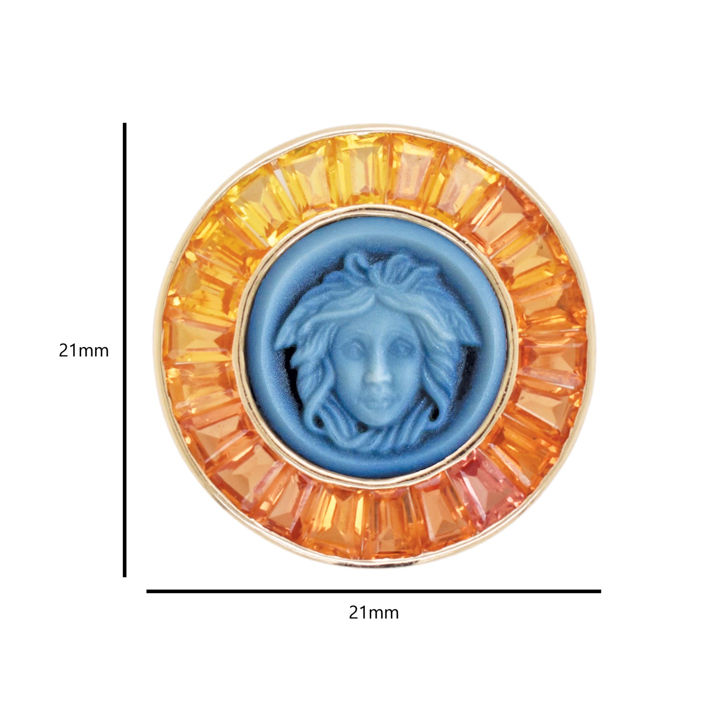 Cameo Versace Medusa Yellow Sapphire Brooch