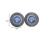 Sterling Silver Medusa Cufflinks with Blue Agate