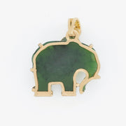 Hand-Carved Nephrite Jade Elephant Diamond Pendant
