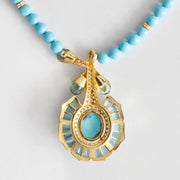 Blue Topaz & Turquoise Lotus Necklace
