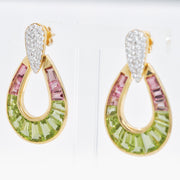 Doorknocker Pink Tourmaline  Peridot Earrings