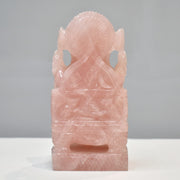 1.45 Kg Rose Quartz Ganesha Idol Hand-Carved Sculpture Religious Figurine
