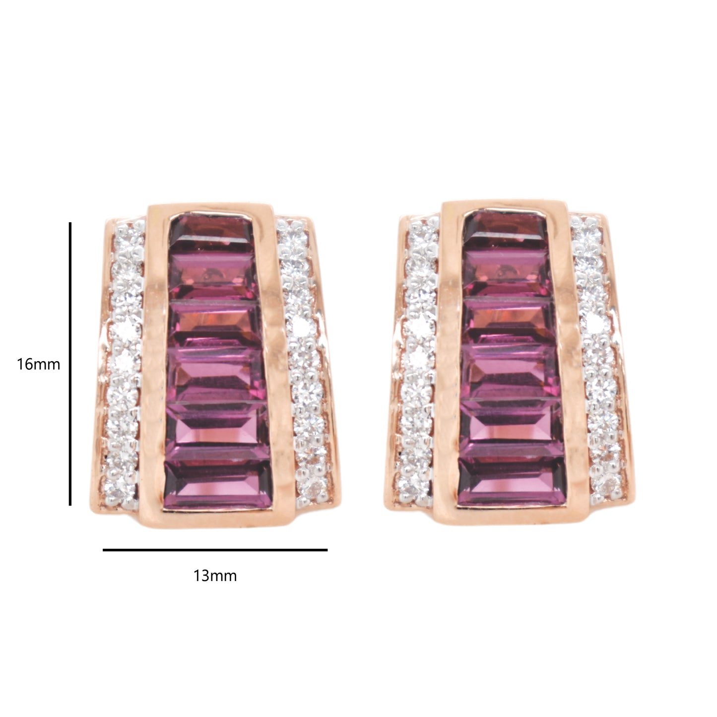Pyramid Rhodolite Earrings
