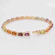 Tennis Link Bracelet: Rainbow Gemstones & Diamond