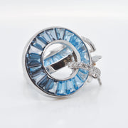 Circle Blue Topaz Diamond Earrings