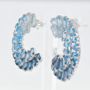 Circle Blue Topaz Double layer earrings
