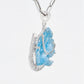 Hand-Carved Swiss Blue Topaz Horse Shoe Pendant