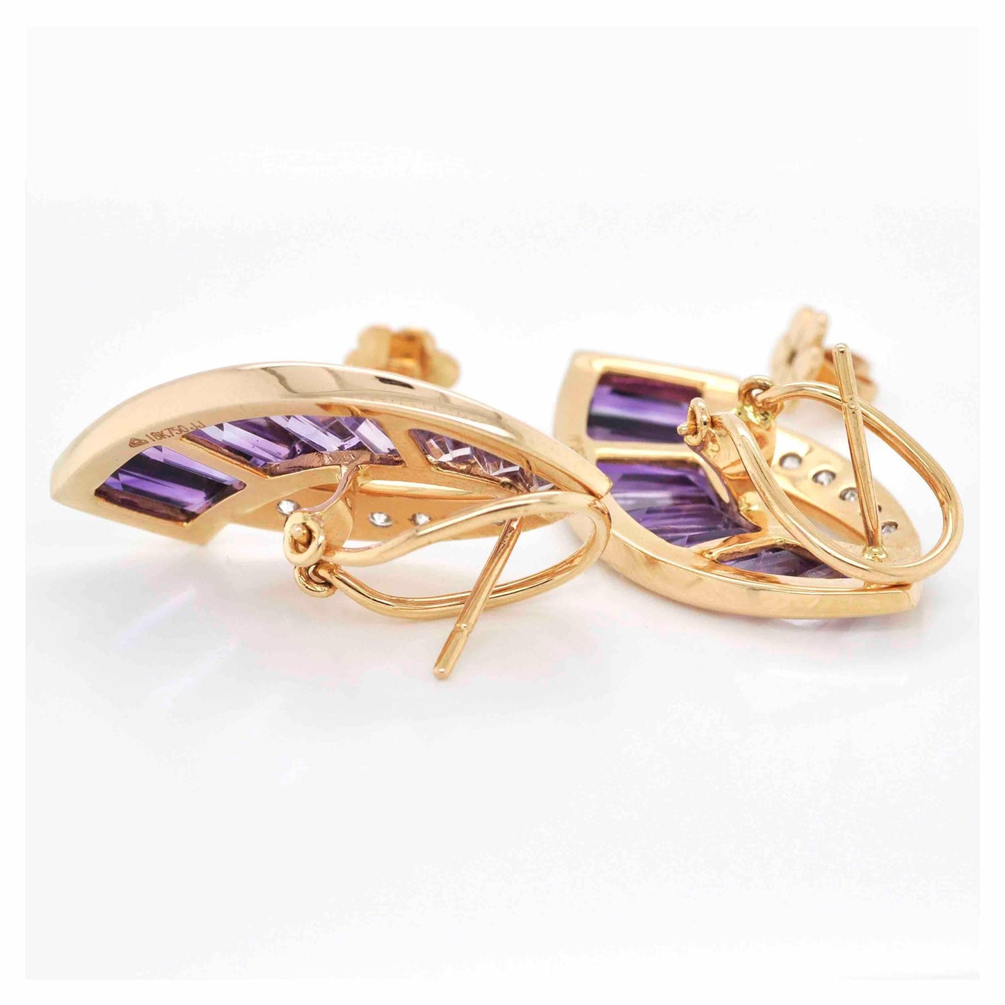Taper baguette studs with amethyst gemstone