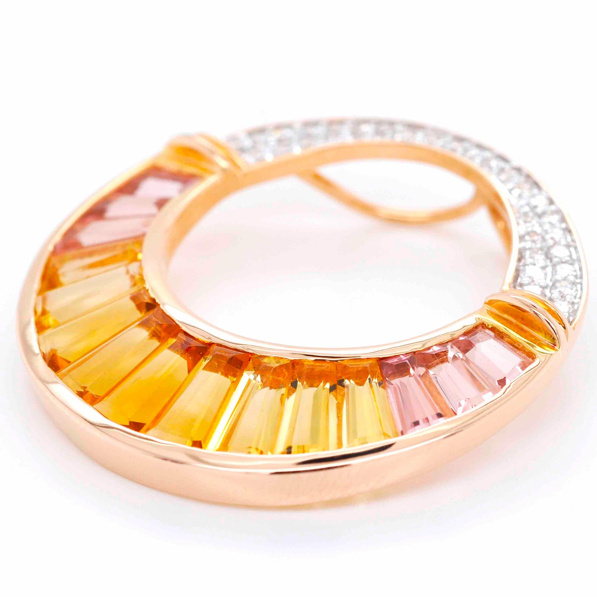 Citrine pendant necklace with pink tourmaline diamond