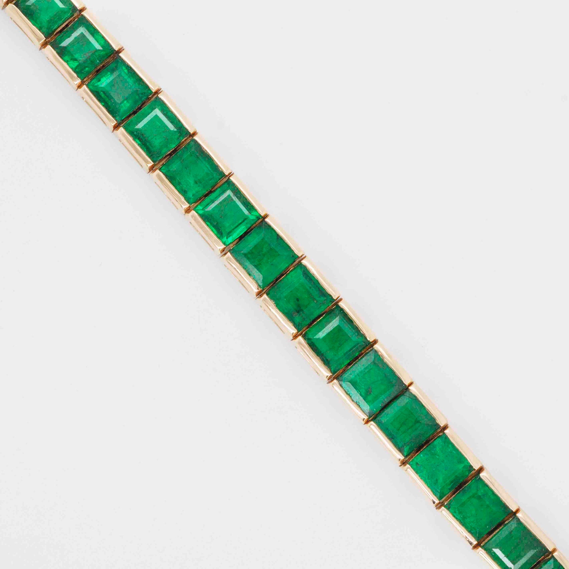 18K Gold Square Zambian Emerald Art Deco Tennis Bracelet - Vaibhav Dhadda Jewelry