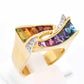 Customizable rainbow gemstone ring with taper baguettes