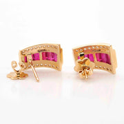 18K Gold Ruby Art Deco Pyramid Diamond Set - Vaibhav Dhadda Jewelry