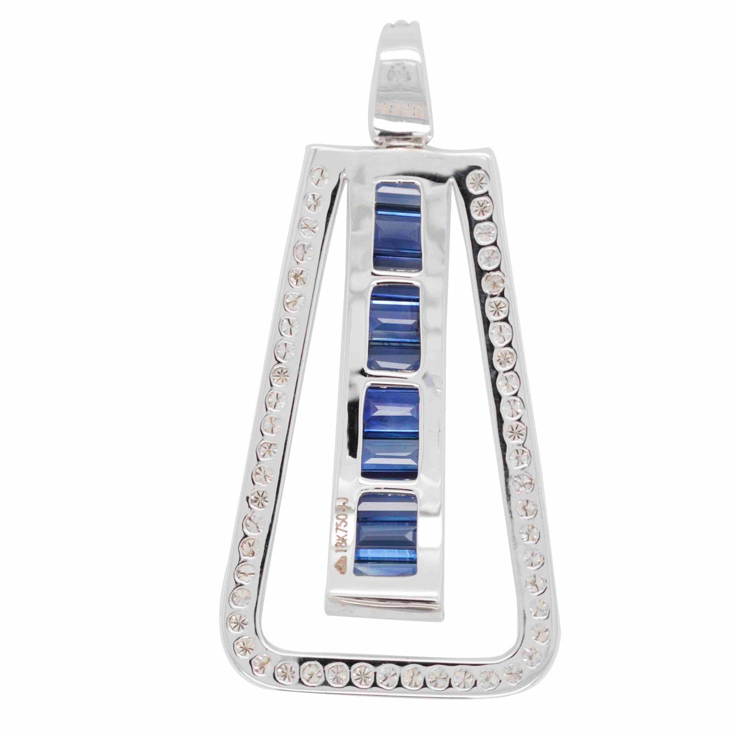 18K Gold Art Deco Channel-Set Blue Sapphire Diamond Pendant Necklace - Vaibhav Dhadda Jewelry