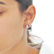 Cameo Flower Heart Stud Earrings