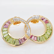 Cleopatra Peridot Pink Tourmaline Stud Earrings