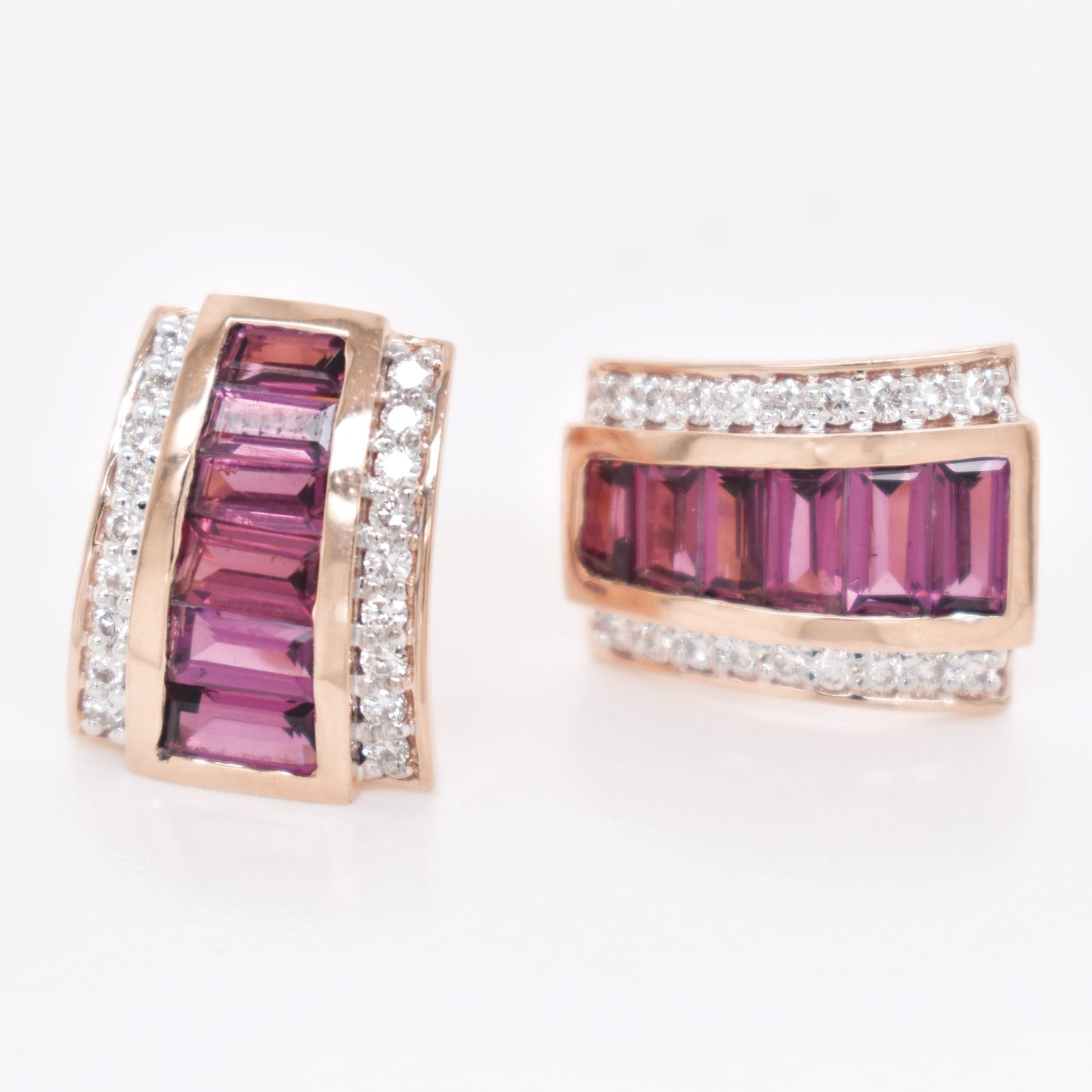 Pyramid Rhodolite Earrings