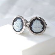 Sterling Silver Ship Cufflinks