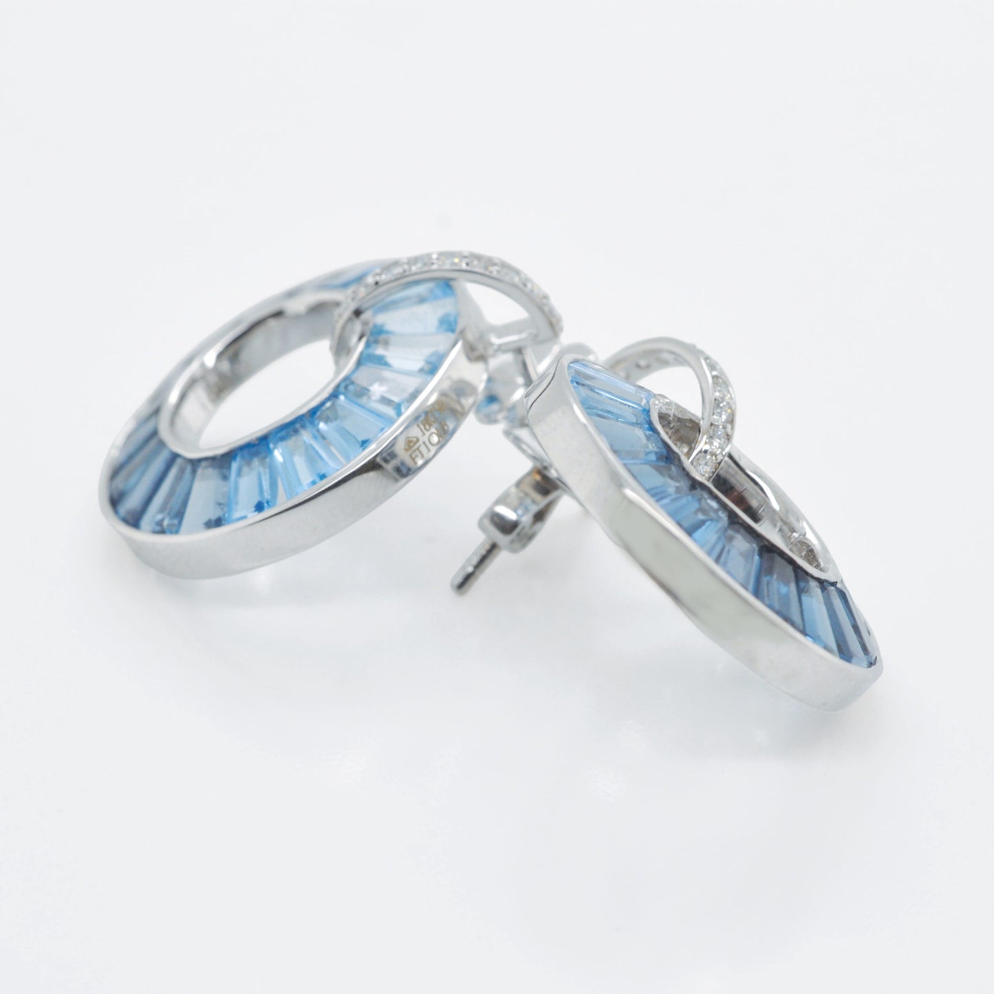 Circle Blue Topaz Diamond Earrings