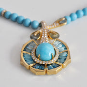 Blue Topaz & Turquoise Lotus Necklace