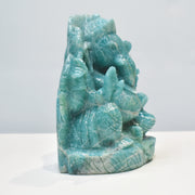 2.70 Kg Hand-Carved Amazonite Ganesha Idol Statue Spiritual Hindu Sculpture
