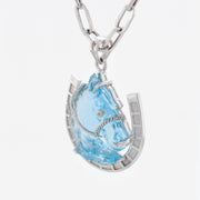 Swiss Blue Topaz Horse Shoe Pendant