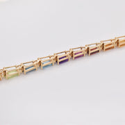 Tennis Link Bracelet: Rainbow Gemstones & Diamond