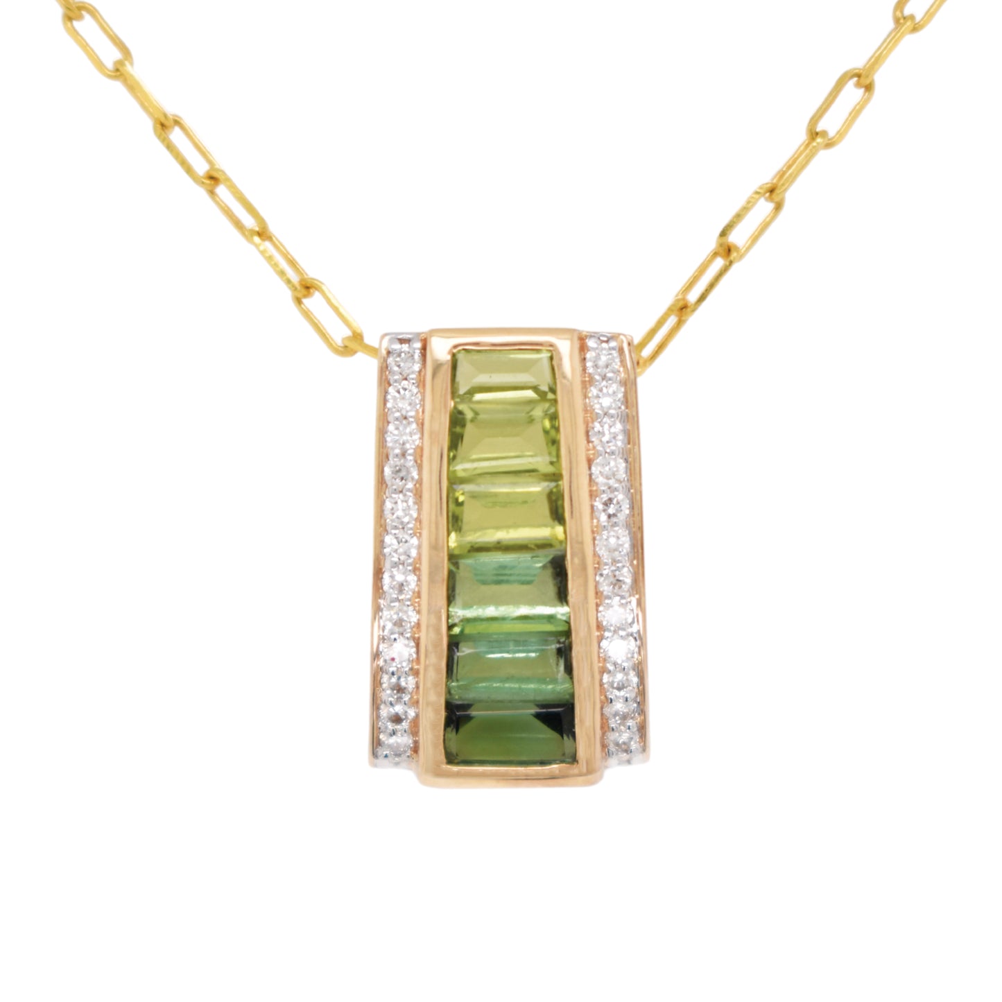 Pyramid Peridot Green Tourmaline Pendant