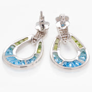 Doorknocker Blue Topaz Peridot Earrings