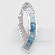 Sickle Blue Topaz Pendant Brooch