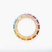 Rainbow Multi Gemstone Eternity Band Ring