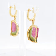 Hand-Carved Watermelon Tourmaline Earrings