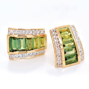 Pyramid Peridot Green Tourmaline Earrings